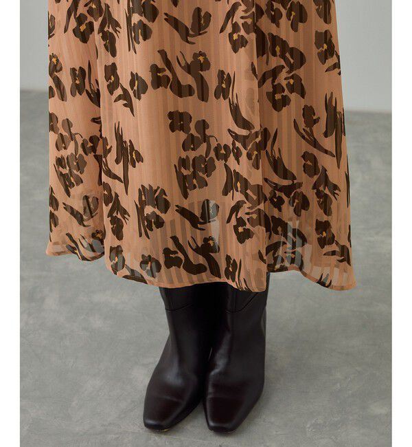 ROPE「フラワープリントタックワンピース/イージーケア」|ワンピース|