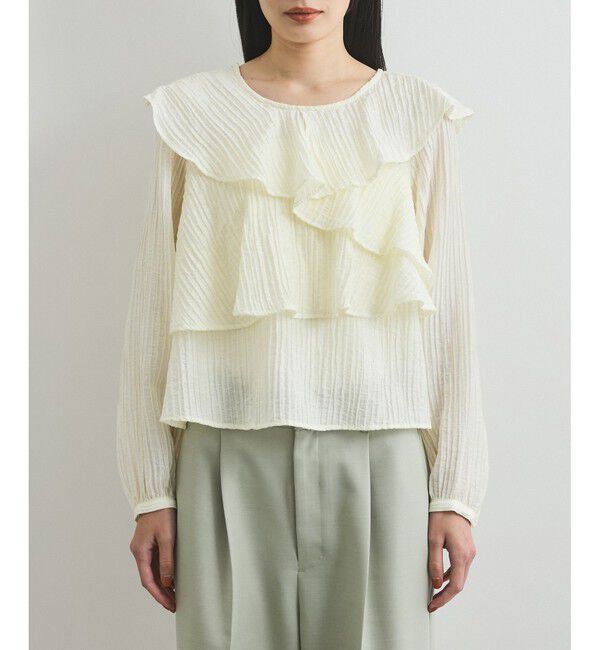 VIS「【洗える】ラッフルカラーブラウス」|シャツ・ブラウス|