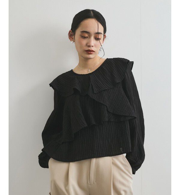 VIS「【洗える】ラッフルカラーブラウス」|シャツ・ブラウス|