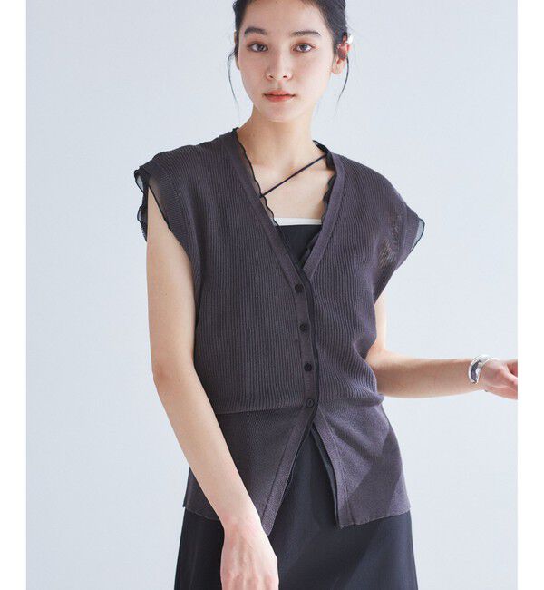 VIS「【WEB限定】シアーフリルサマーニットベスト」|ベスト・ジレ|チャコール(06)