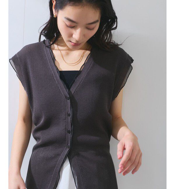VIS「【WEB限定】シアーフリルサマーニットベスト」|ベスト・ジレ|