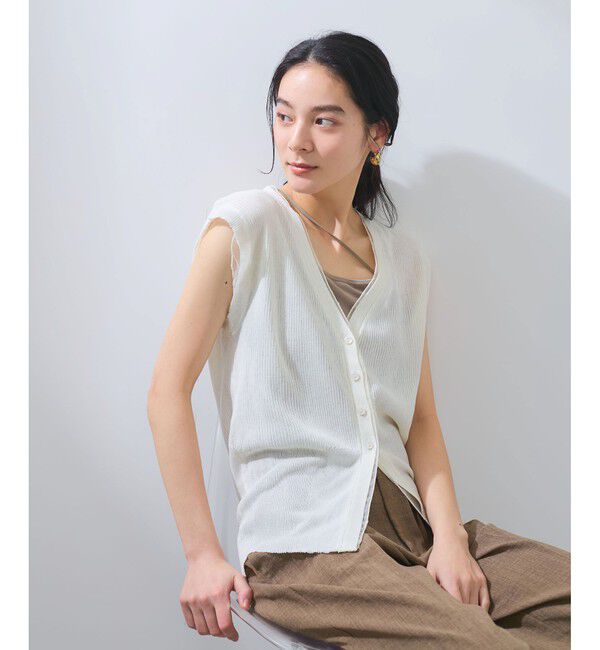 VIS「【WEB限定】シアーフリルサマーニットベスト」|ベスト・ジレ|