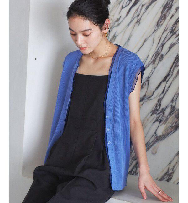 VIS「【WEB限定】シアーフリルサマーニットベスト」|ベスト・ジレ|サックス(48)