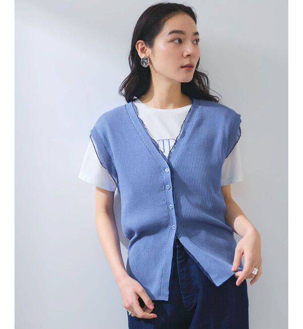 VIS「【WEB限定】シアーフリルサマーニットベスト」|ベスト・ジレ|