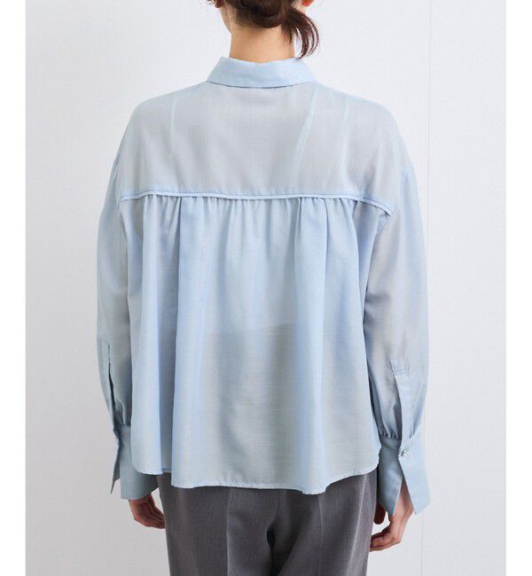 VIS「【防シワ/接触冷感/洗える】ボリュームスリーブショート丈シアーシャツ」|シャツ・ブラウス|