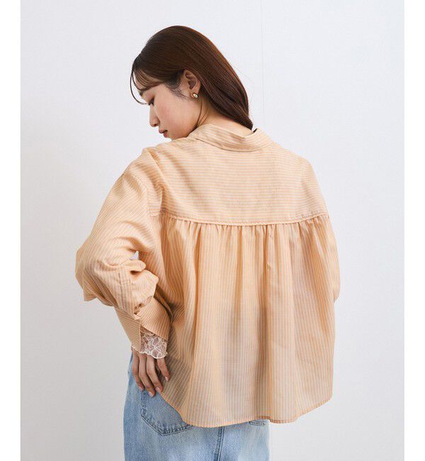 VIS「【防シワ/接触冷感/洗える】ボリュームスリーブショート丈シアーシャツ」|シャツ・ブラウス|