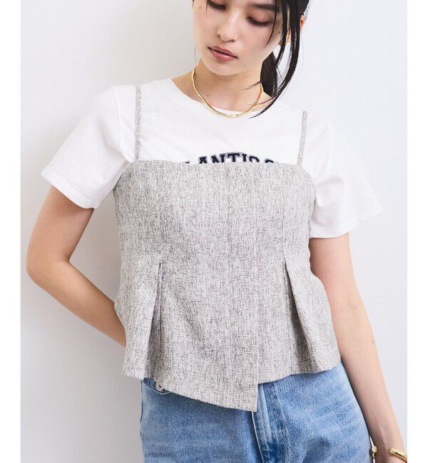 VIS「【洗える】アシンメトリーキャミビスチェ」|キャミソール|ブラック系(02)