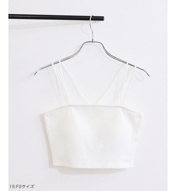 VIS「【選べる着丈】カップ付きWストラップキャミソール【洗える】」|キャミソール|