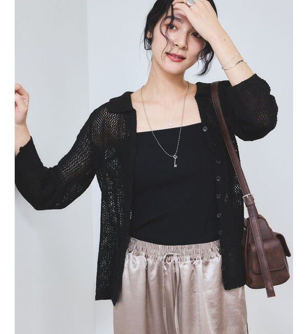 VIS「【選べる着丈】カップ付きWストラップキャミソール【洗える】」|キャミソール|