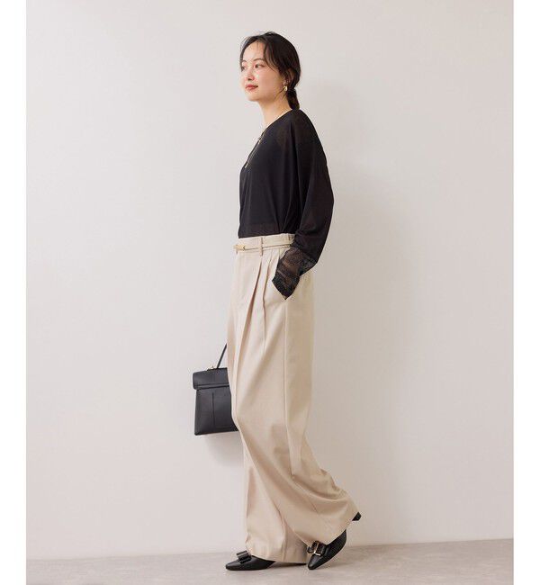 VIS「【美easy】コンフォートストレートワイドパンツ/イージーケア・UVケア・セットアップ対応」|チノ|