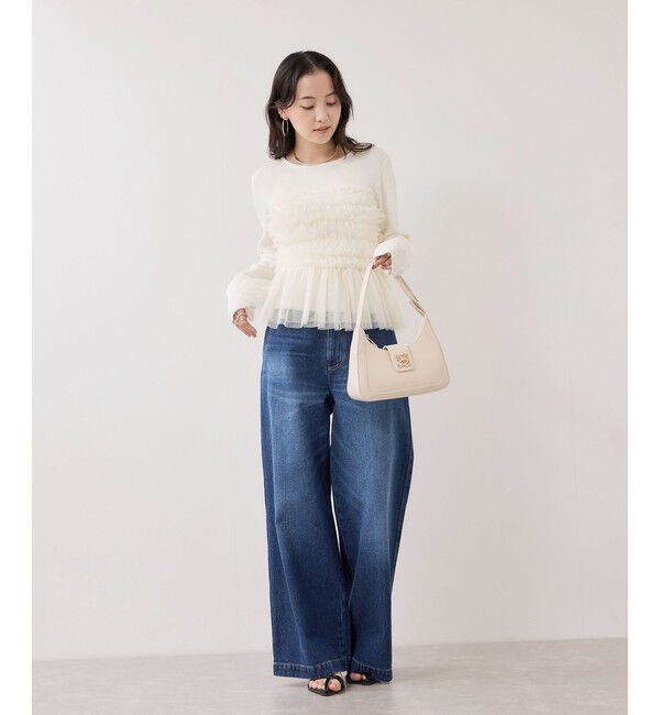 VIS「チュールフリルドッキングニット/イージーケア」|ニット・セーター|