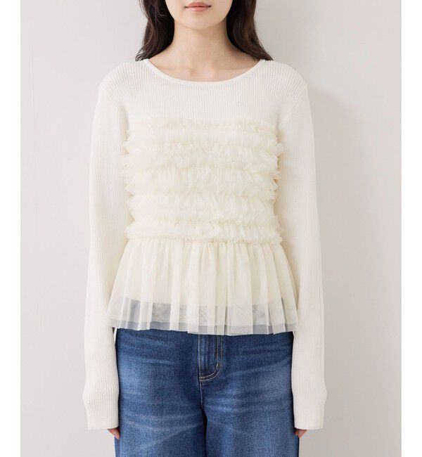 VIS「チュールフリルドッキングニット/イージーケア」|ニット・セーター|