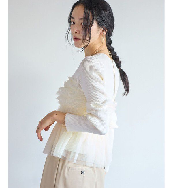 VIS「チュールフリルドッキングニット/イージーケア」|ニット・セーター|