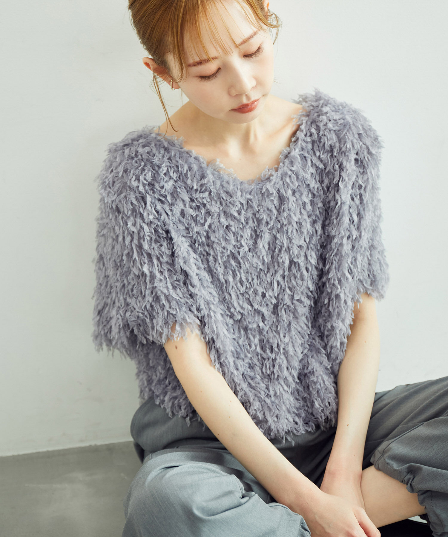 Rope&rsquo;Picnic「【emur/エミュール】フリンジハーフスリーブトップス/2WAY」|Tシャツ・カットソー|