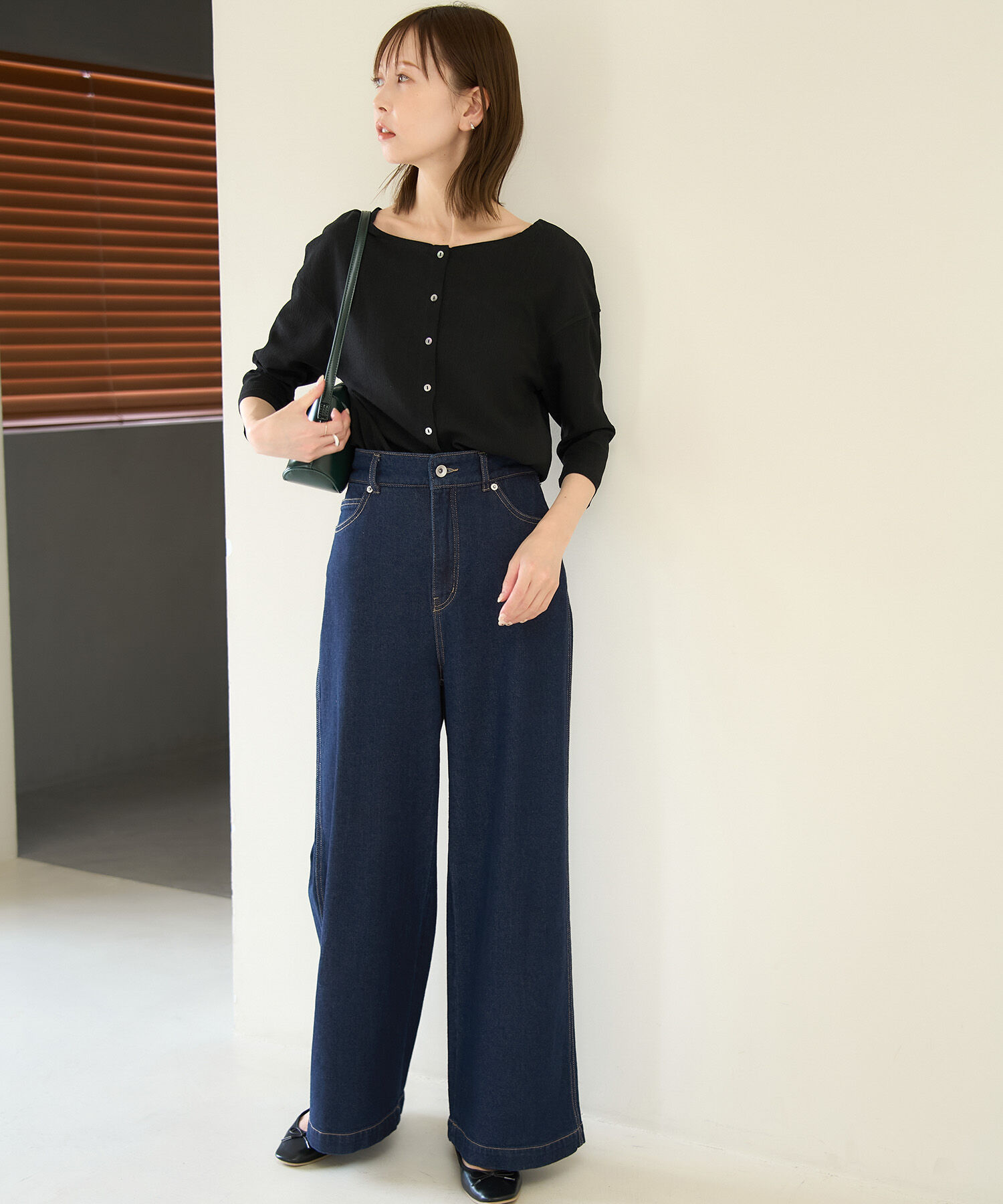 Rope&rsquo;Picnic「【ウエスト革命デニム】ウエストシェイプデニムワイドパンツ」|デニム|