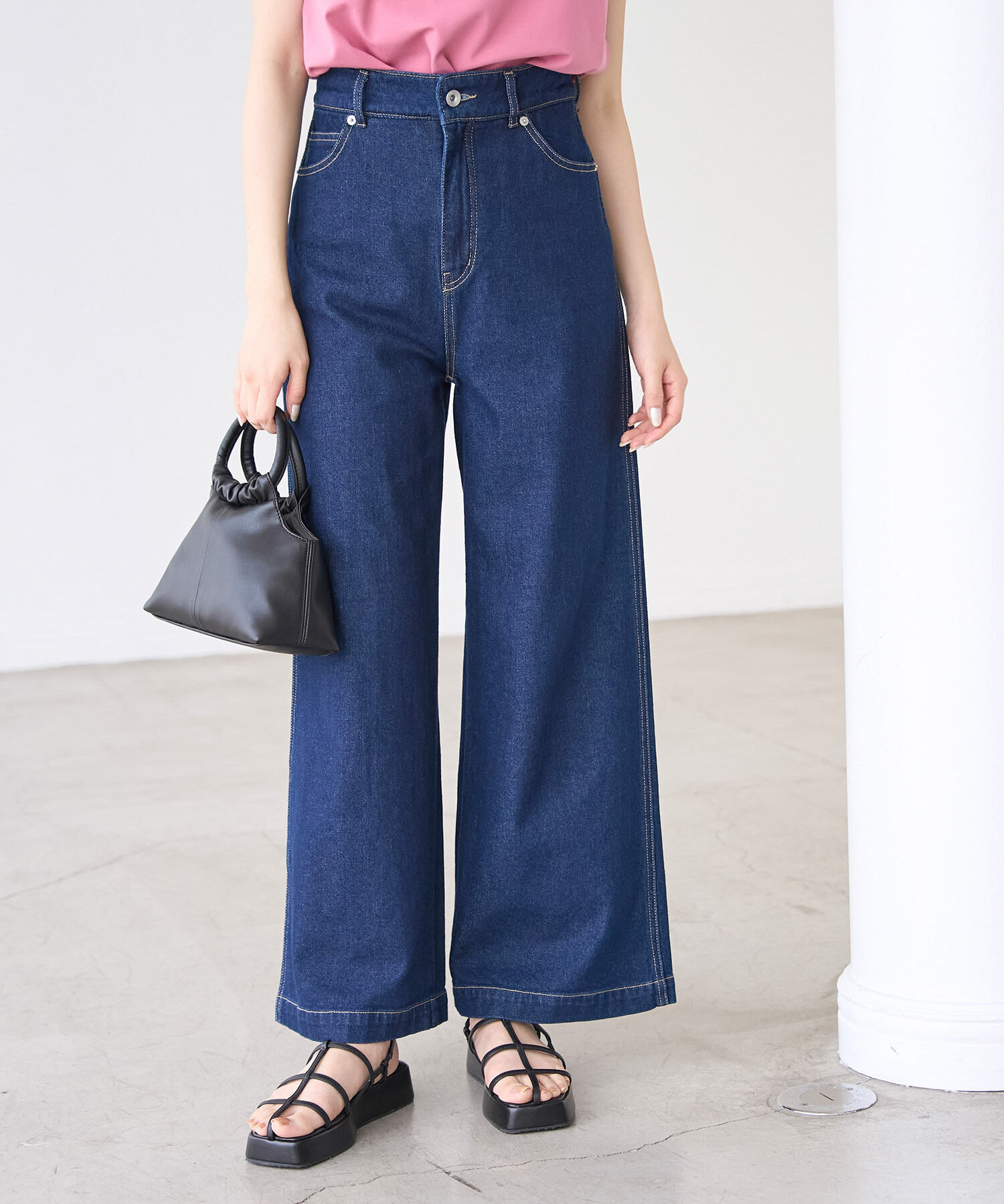 Rope&rsquo;Picnic「【ウエスト革命デニム】ウエストシェイプデニムワイドパンツ」|デニム|