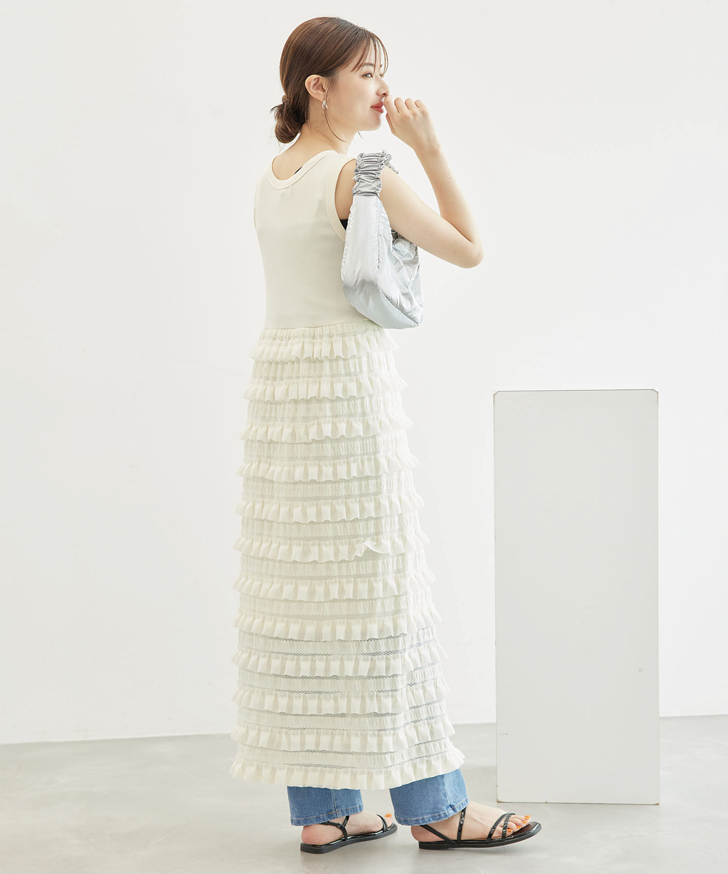 Rope&rsquo;Picnic「フリルティアードノースリーブワンピース」|ワンピース|