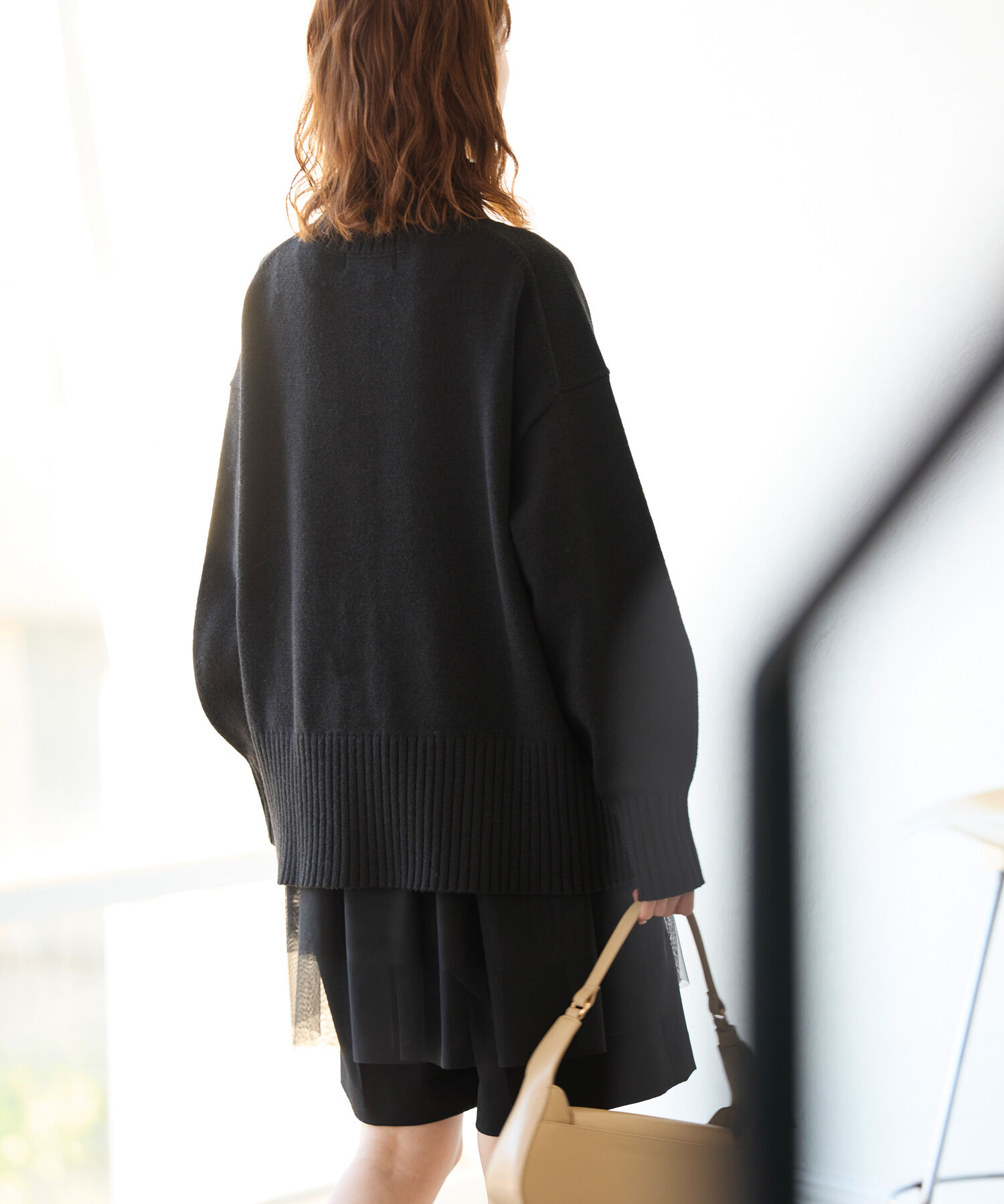 Rope&rsquo;Picnic「センターラインミドル丈ハイネックニットプルオーバー/帯電防止・洗濯機OK・リンクコーデ」|ニット・セーター|