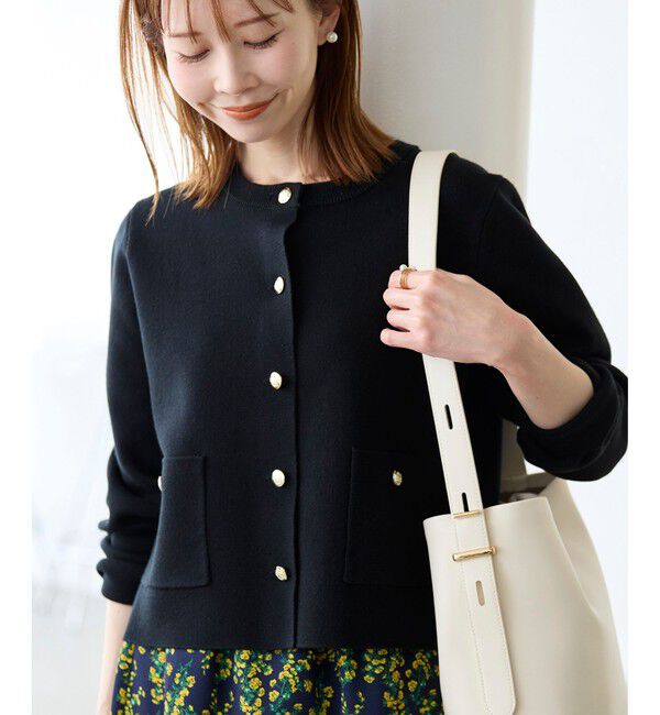 Rope&rsquo;Picnic「ミラノリブ金ボタンニットカーディガン」|カーディガン|ブラック(01)