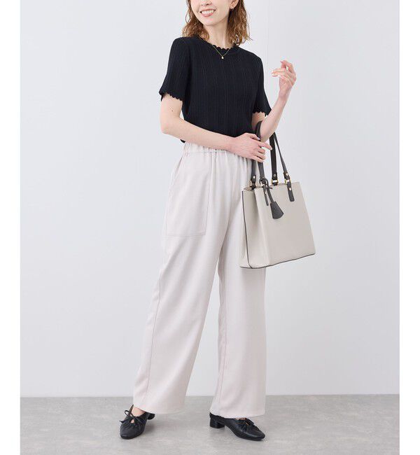 ROPE PICNIC PASSAGE「リボンギャザーミドルヒールパンプス」|パンプス|