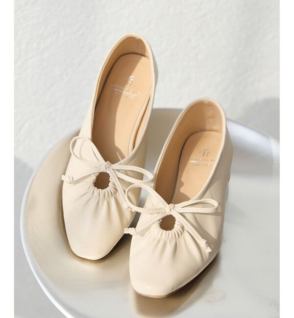 ROPE PICNIC PASSAGE「リボンギャザーミドルヒールパンプス」|パンプス|