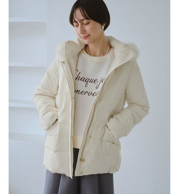 Rope&rsquo;Picnic「【GREEN DOWN/グリーンダウン】ファー付きダウンミドル丈コート/リンクコーデ」|ダウン|