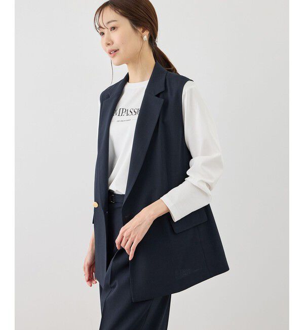 Rope&rsquo;Picnic「カナパ スリーブレスジレ/セットアップ対応・UV・抗菌防臭・接触冷感」|ベスト・ジレ|