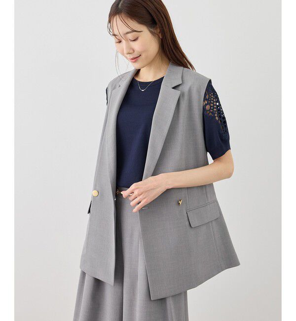 Rope&rsquo;Picnic「カナパ スリーブレスジレ/セットアップ対応・UV・抗菌防臭・接触冷感」|ベスト・ジレ|