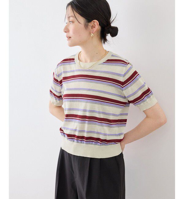 Rope&rsquo;Picnic「マルチボーダーニット」|ニット・セーター|オフホワイト(15)