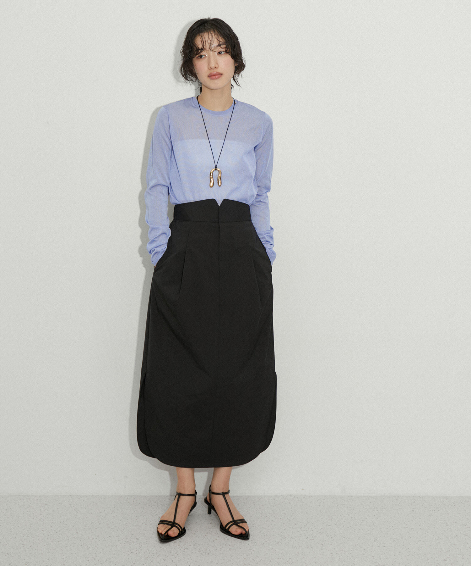 ADAM ET ROPE'「【サステナブル・セットアップ対応】タックコクーンタフタスカート」|スカート|