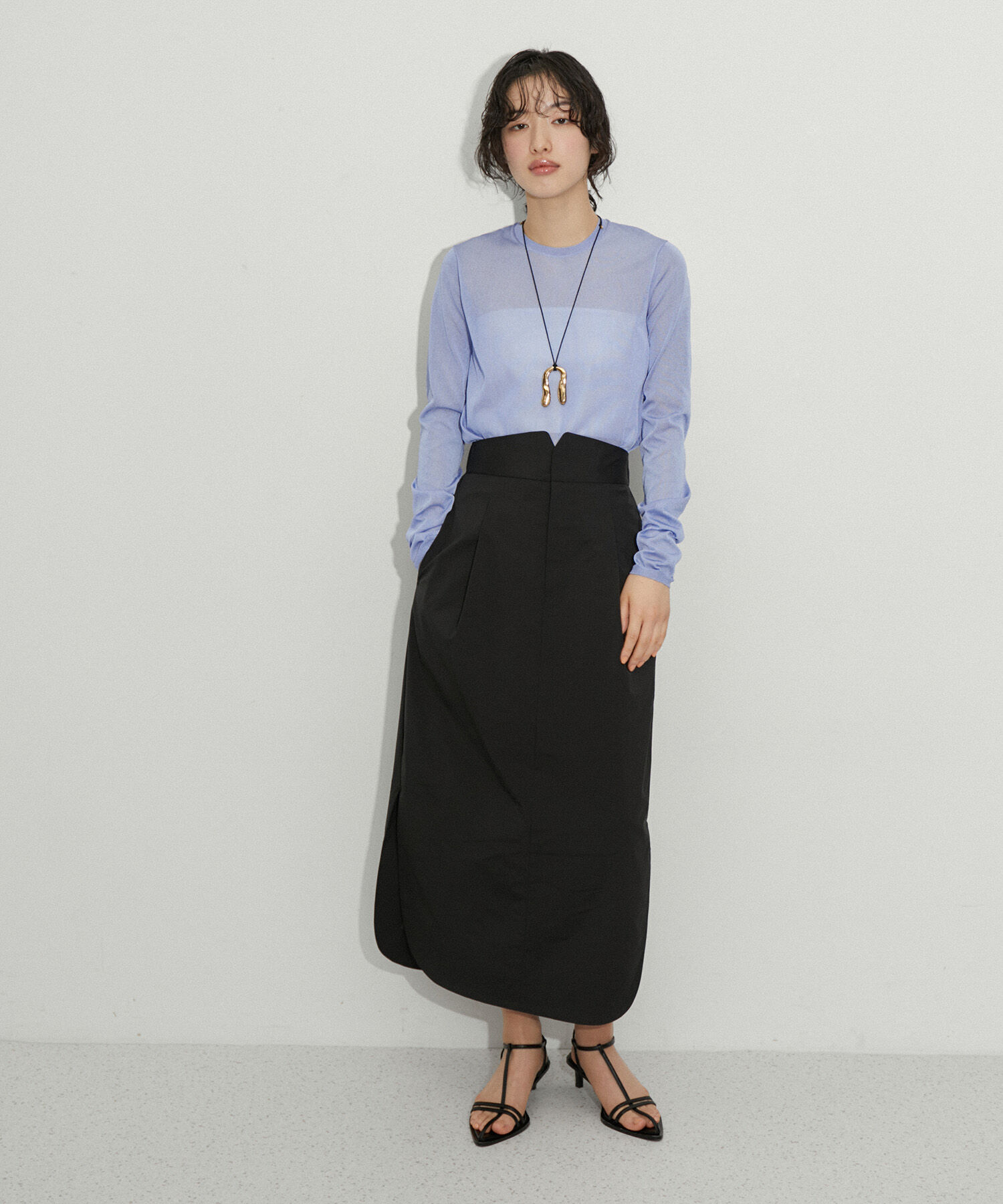 ADAM ET ROPE'「【サステナブル・セットアップ対応】タックコクーンタフタスカート」|スカート|