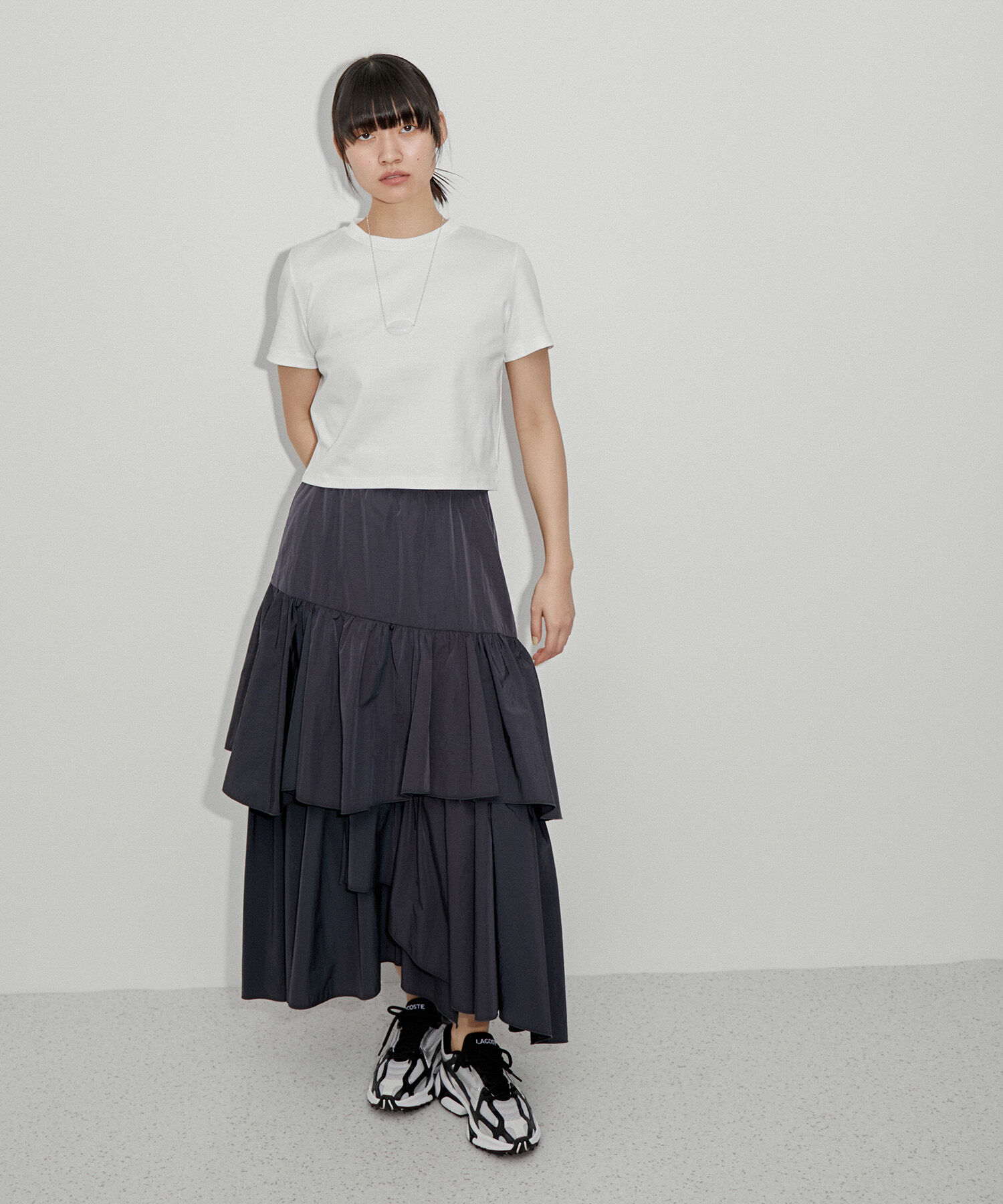 ADAM ET ROPE'「【サステナブル】アシンメトリーティアードスカート」|スカート|