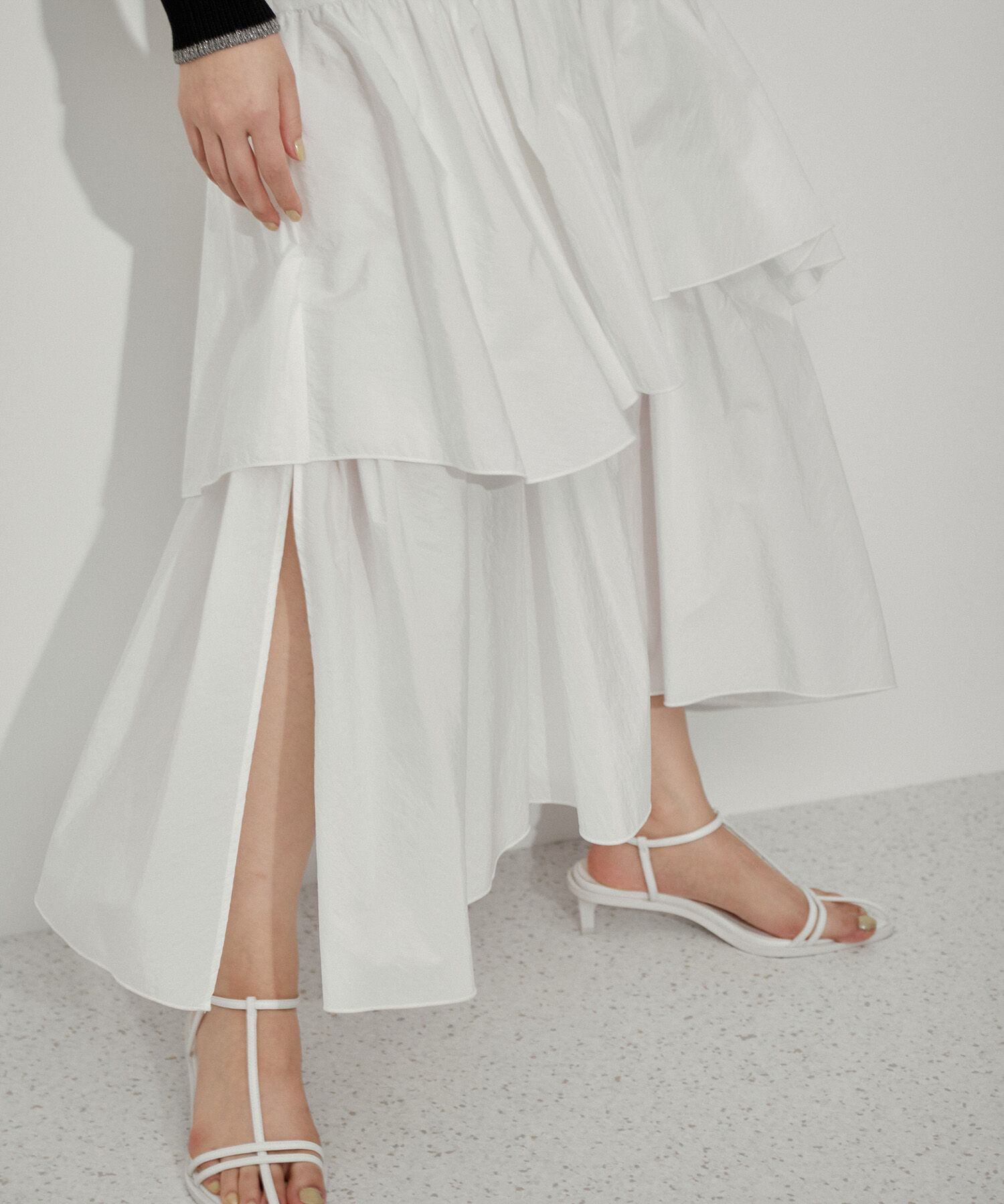 ADAM ET ROPE'「【サステナブル】アシンメトリーティアードスカート」|スカート|