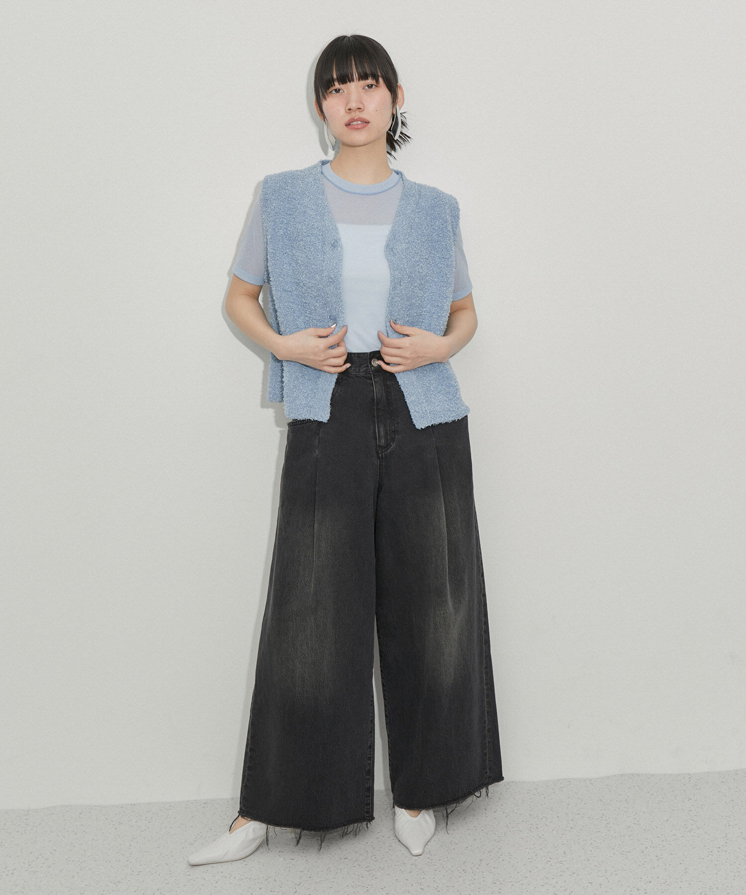 ADAM ET ROPE'「【サステナブル】ペーパーヤーンニットベスト」|ベスト・ジレ|