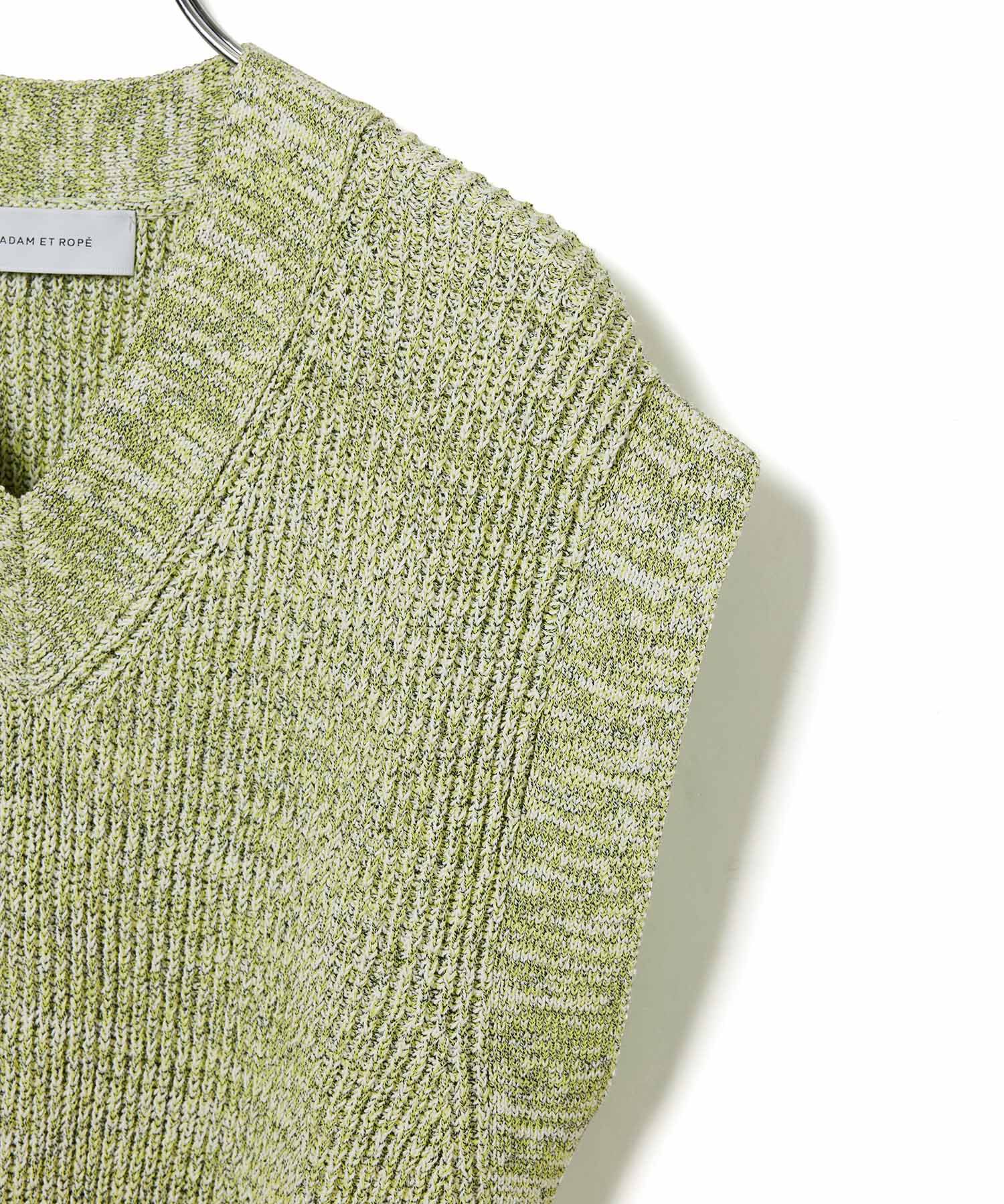 ADAM ET ROPE'「【サステナブル・洗える】ペーパーヤーンミックスニットベスト」|ベスト・ジレ|