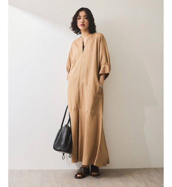 ADAM ET ROPE'「【WEB限定】・【新色追加】リネンボリュームスリーブワンピース」|ワンピース|