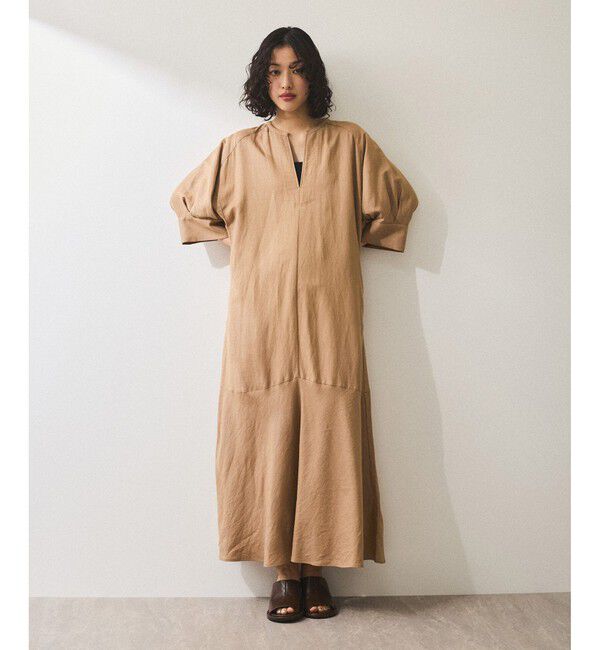 ADAM ET ROPE'「【WEB限定】・【新色追加】リネンボリュームスリーブワンピース」|ワンピース|