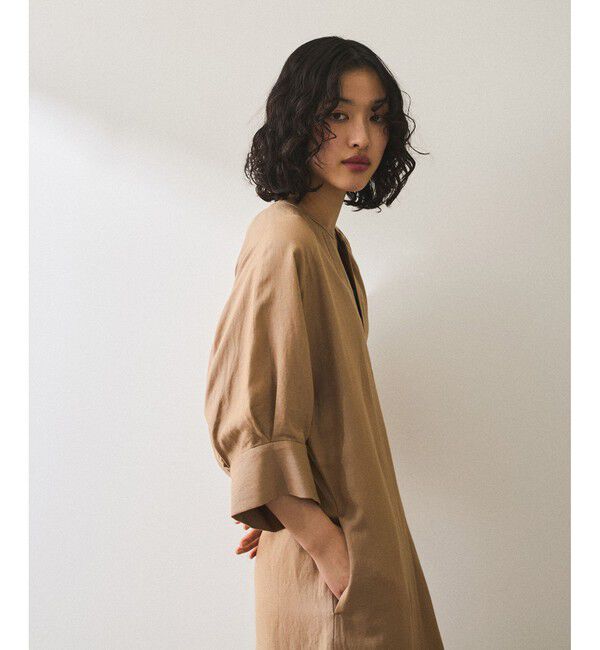 ADAM ET ROPE'「【WEB限定】・【新色追加】リネンボリュームスリーブワンピース」|ワンピース|