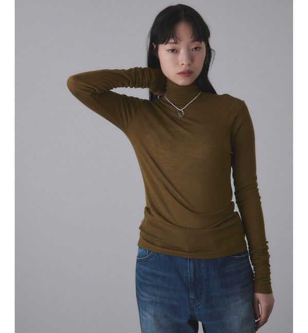ADAM ET ROPE'「ウォッシャブルウールタートルネックカットオフプルオーバー」|Tシャツ・カットソー|