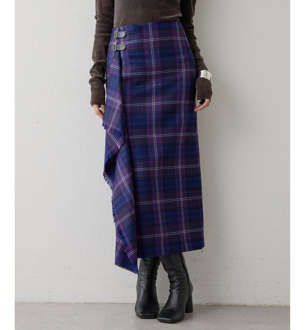  「チェックフリンジスカート」|スカート|