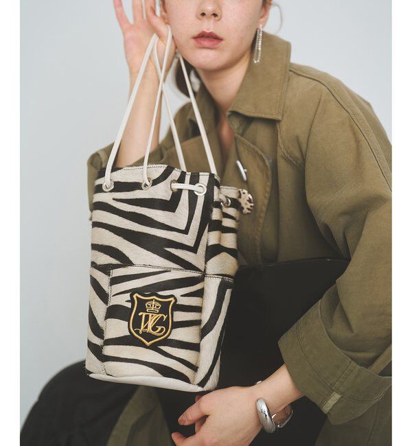  「【MARCO MASI】ヘアレザーワッペン巾着」|トートバッグ|ホワイト