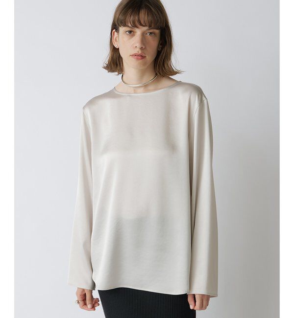 Drawing Numbers「【Drawing Numbers】サテンボートブラウス」|シャツ・ブラウス|ライトグレー