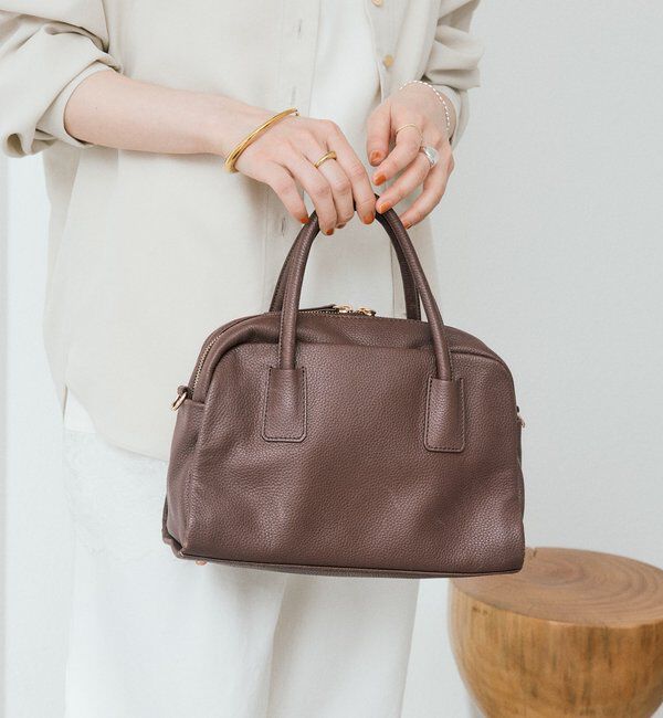  「【キレイめにもカジュアルにも】レザーボストン」|トートバッグ|ダークブラウン
