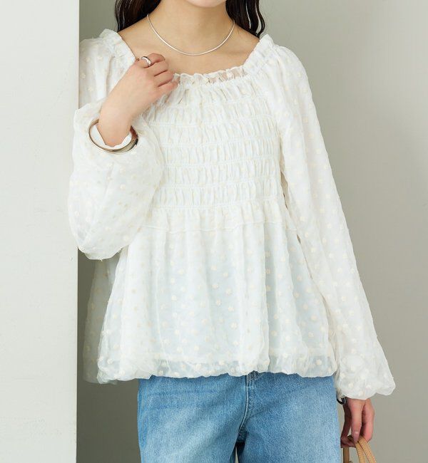  「ドットフラワーバルーンブラウス」|シャツ・ブラウス|