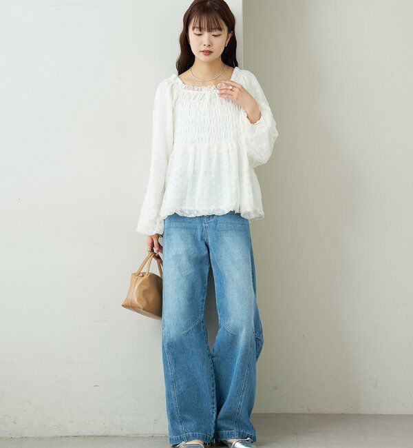  「ドットフラワーバルーンブラウス」|シャツ・ブラウス|