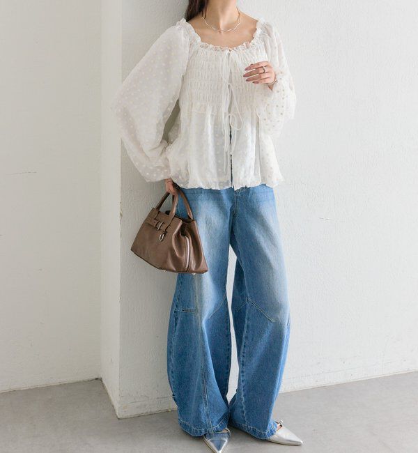  「ドットフラワーバルーンブラウス」|シャツ・ブラウス|