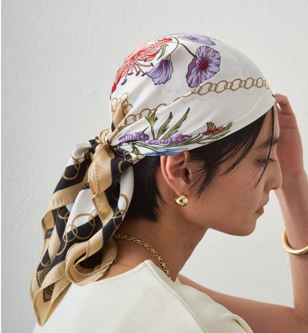  「【GALENA/ガレナ】クラシックフラワースカーフ」|マフラー|ベージュ