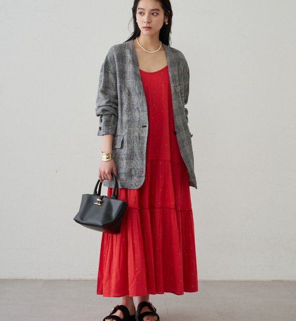  「【INDIA】刺繍ティアードキャミワンピース」|ワンピース|