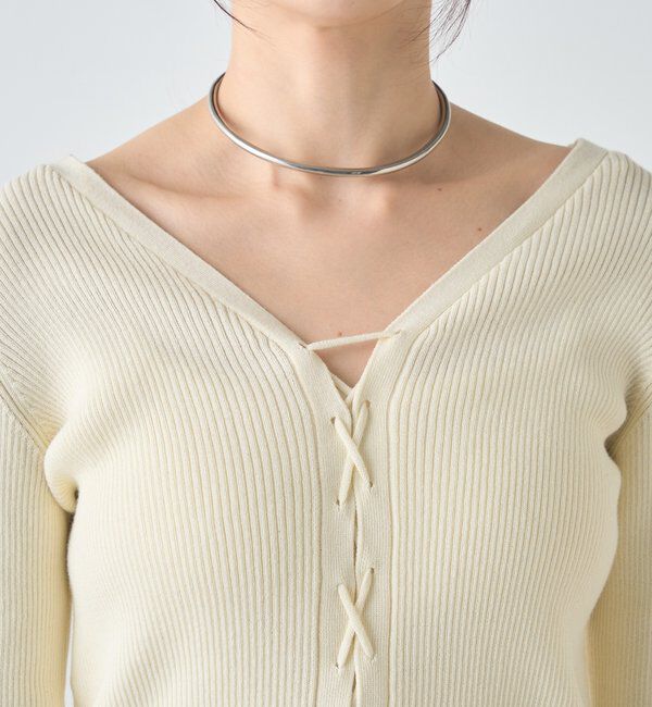  「【前後２WAY仕様】レースアップニット」|パーカー|