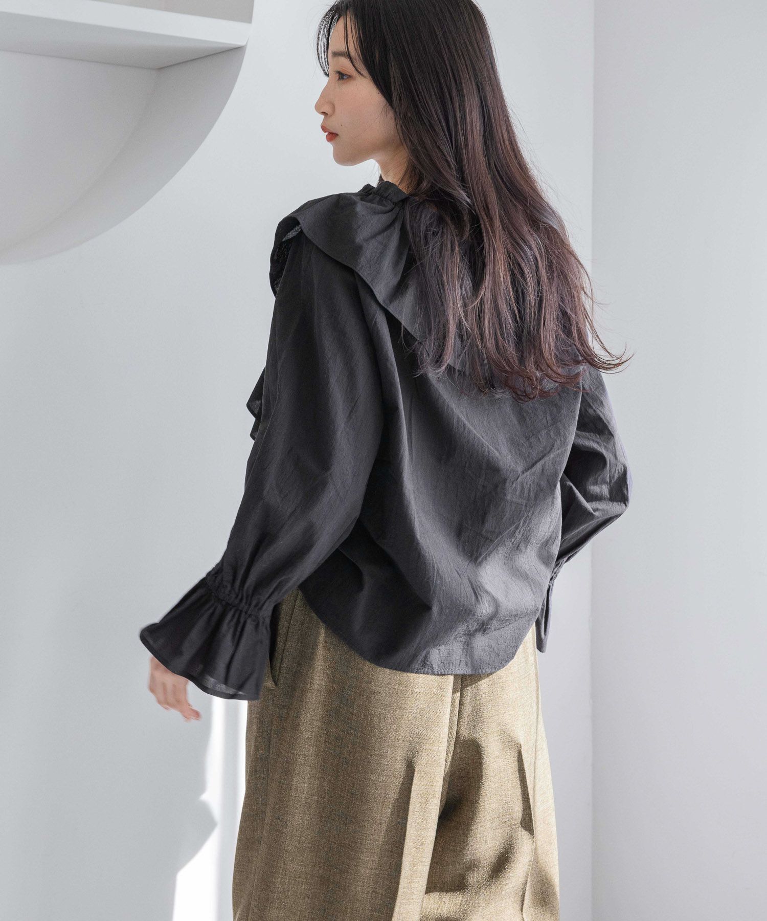 LOWRYS FARM「アシメフリルギャザーブラウス」|シャツ・ブラウス|